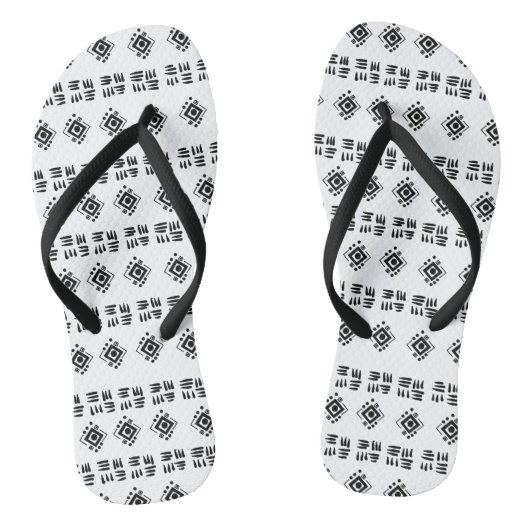 Zwart Wit Etnische Tekens Teenslippers (Voetbed)