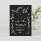 Zwart Wit Eucalyptus Krans Monogram Huwelijk Kaart (Staand voorkant)