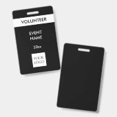 Zwart-wit evenement Vrijwilliger Logo Badge (Voor- en achterkant)