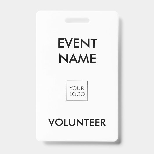 Zwart-wit Evenement Vrijwilliger Logo Badge (Front)