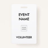 Zwart-wit Evenement Vrijwilliger Logo Badge (Achterkant)