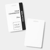 Zwart-wit evenement Vrijwilliger Logo Badge (Voor- en achterkant)