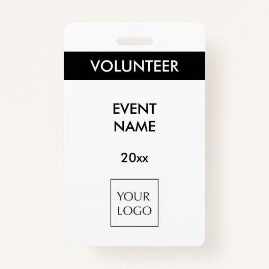 Zwart-wit evenement Vrijwilliger Logo Badge (Voorkant)