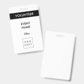 Zwart-wit Event Vrijwilligerslogo-badge Badge (Voor- en achterkant)
