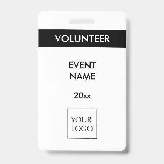 Zwart-wit Event Vrijwilligerslogo-badge Badge (Voorzijde)
