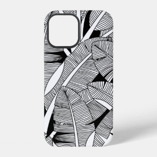 Zwart-wit exotische plant en palmboom botanisch iPhone 12 hoesje