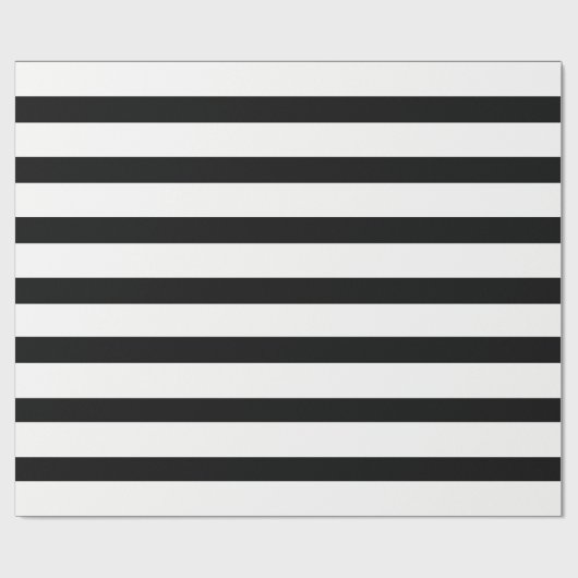 Zwart Wit Extra Brede Horizontale Streep Cadeaupapier (Vlak)