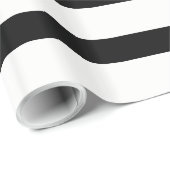 Zwart Wit Extra Brede Horizontale Streep Cadeaupapier (Rol Hoek)