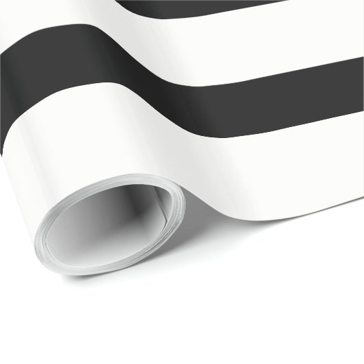 Zwart Wit Extra Brede Horizontale Streep Cadeaupapier (Rol Hoek)