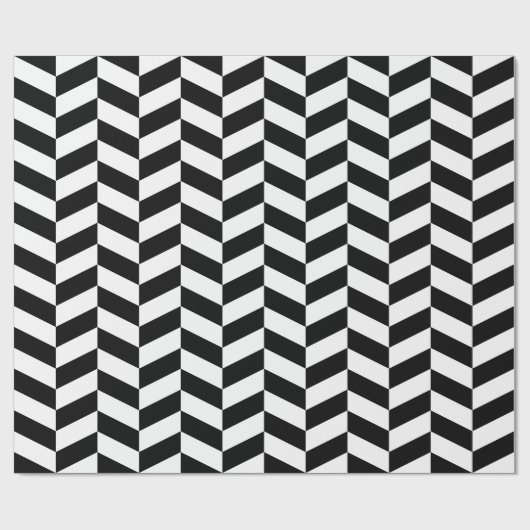 Zwart-wit Extra Groot Herringbone Cadeaupapier (Vlak)