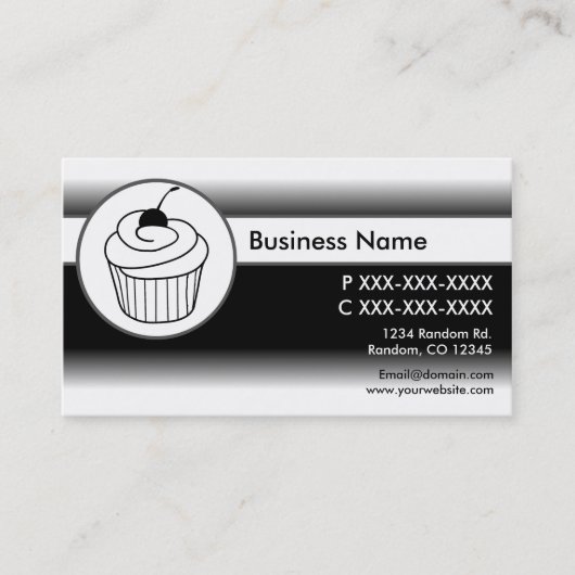 Zwart wit fade cupcake aangepaste visitekaartjes (Voorkant)
