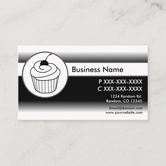 Zwart wit fade cupcake aangepaste visitekaartjes (Voorkant)