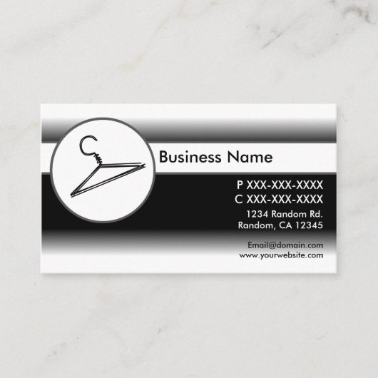 Zwart wit fade kleding hanger visitekaartjes (Voorkant)