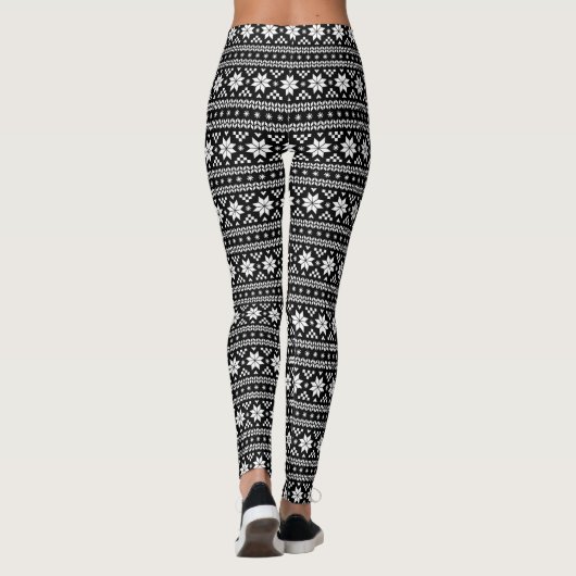 Zwart-wit Fair Isle Leggings (Achterkant)