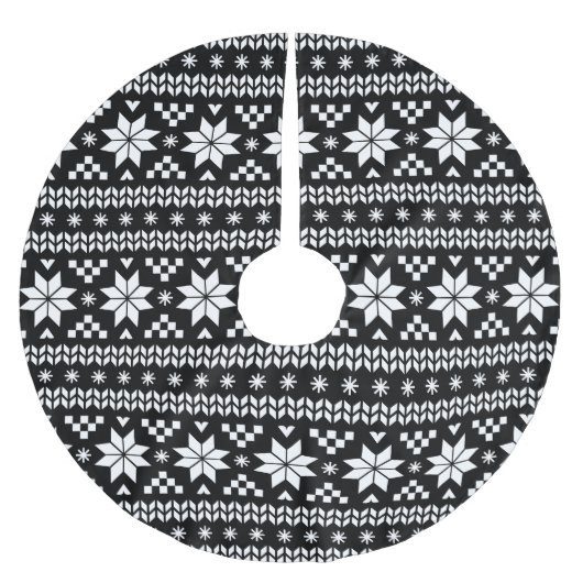 Zwart-wit Fair Isle Patroon Kerstboom Rok (Voorkant)