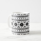 Zwart-wit Fair Isle Patroon Koffiemok (Voorkant links)