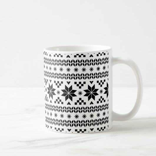 Zwart-wit Fair Isle Patroon Koffiemok (Rechts)
