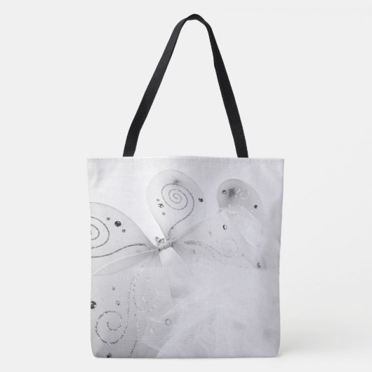 Zwart-wit Fairy Wings en een Tutu Large Tote Bag (Voorkant)