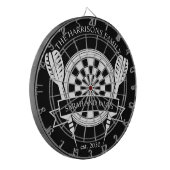Zwart-wit Familie Custom Name Wedding Dartbord (Voorkant Links)