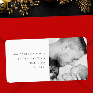 Zwart-wit Familie Foto Retouradres Etiket
