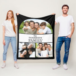 Zwart-wit familie fotocollage fleece deken