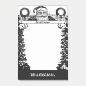  Zwart Wit Familienaam Santa Christmas Post-it® Notes (Voorkant)