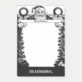  Zwart Wit Familienaam Santa Christmas Post-it® Notes