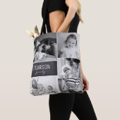 Zwart-wit Family Collage speciale boodschap Tote Bag (Dichtbij)