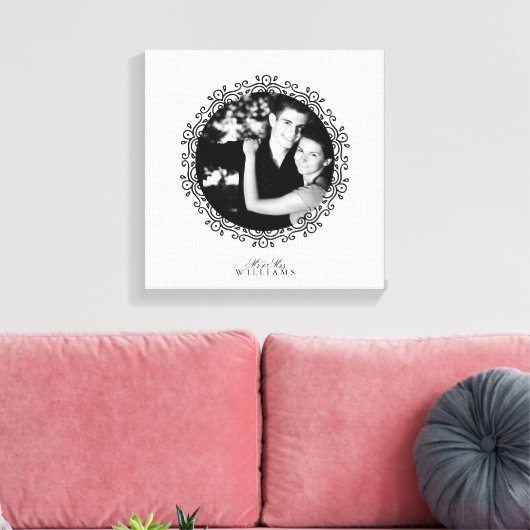 Zwart-wit Fancy decoratief Lijst Foto Canvas Afdruk (Insitu (Woonkamer))