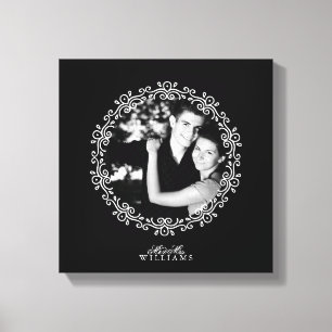 Zwart-wit Fancy decoratief Lijst Foto Canvas Afdruk