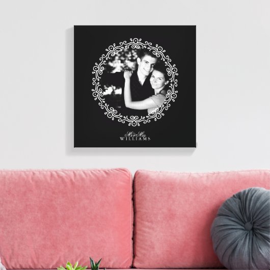 Zwart-wit Fancy decoratief Lijst Foto Canvas Afdruk (Insitu (Woonkamer))