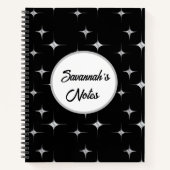 Zwart Wit Fancy Faux Diamond Design Aangepaste naa Notitieboek (Voorkant)