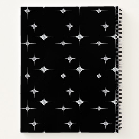 Zwart Wit Fancy Faux Diamond Design Aangepaste naa Notitieboek (Achterkant)