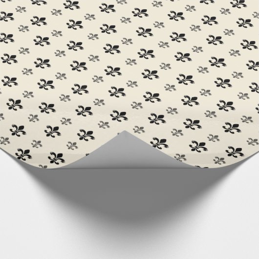 Zwart-wit Fancy Fleur De Lis Cadeaupapier (Hoek)