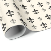 Zwart-wit Fancy Fleur De Lis Cadeaupapier (Rol Hoek)