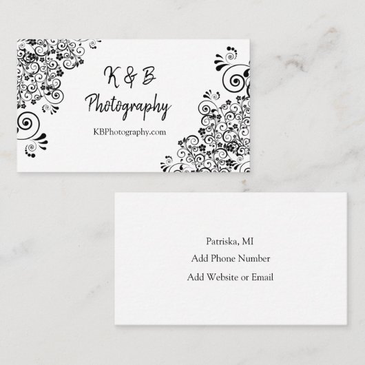 Zwart-wit Fancy grens Visitekaartje (Voorkant / Achterkant)