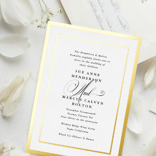 Zwart-wit Fancy Kalligrafie Folie Bruiloft Folie Uitnodiging