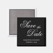 Zwart-wit Fancy kalligrafie Save the Date Magneet (Voorkant / Achterkant)