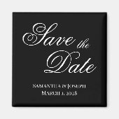 Zwart-wit Fancy kalligrafie Save the Date Magneet (Voorkant)