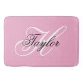 Zwart-wit Fancy Monogram Roze Badmat (Voorkant)