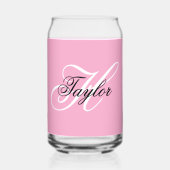 Zwart-wit Fancy Monogram Roze Blikvorm Glas (Voorkant)