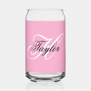 Zwart-wit Fancy Monogram Roze Blikvorm Glas