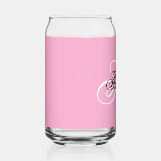 Zwart-wit Fancy Monogram Roze Blikvorm Glas (Rechts)