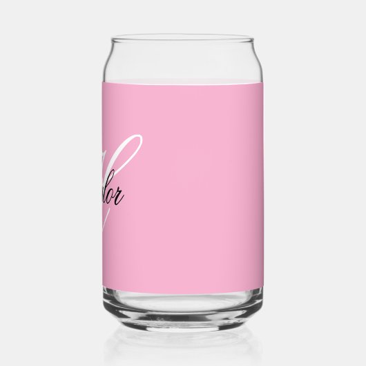 Zwart-wit Fancy Monogram Roze Blikvorm Glas (Links)