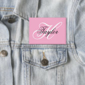 Zwart-wit Fancy Monogram Roze Button (Insitu)