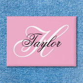 Zwart-wit Fancy Monogram Roze Button