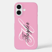 Zwart-wit Fancy Monogram Roze Case-Mate iPhone Case (Achterkant)