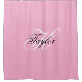 Zwart-wit Fancy Monogram Roze Douchegordijn (Voorkant)