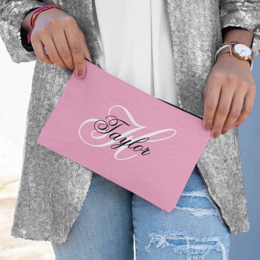 Zwart-wit Fancy Monogram Roze Etui