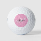 Zwart-wit Fancy Monogram Roze Golfballen (Voorkant)